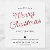 Moderne kalligrafie Prettig kerstfeest Zakelijk Wijn Etiket (Enkel label)