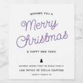 Moderne kalligrafie Prettig kerstfeest Zakelijk Wijn Etiket (Enkel label)