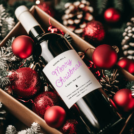 Moderne kalligrafie Prettig kerstfeest Zakelijk Wijn Etiket