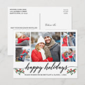 Moderne kalligrafie Prettige feestdagen 5 Foto Briefkaart (Voorkant / Achterkant)