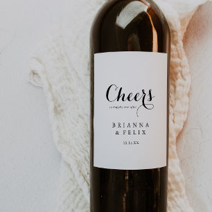 Moderne kalligrafie proost bruiloft wijn labels etiket