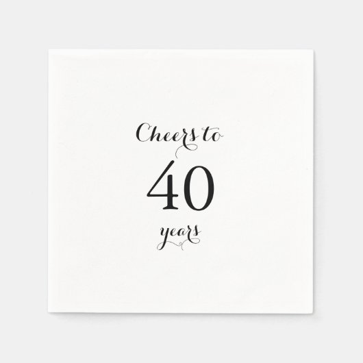 Moderne kalligrafie proost op 40-jarige verjaardag servet (Voorkant)