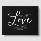 Moderne kalligrafie proost op liefde bruiloft gastenboek (Voorkant)