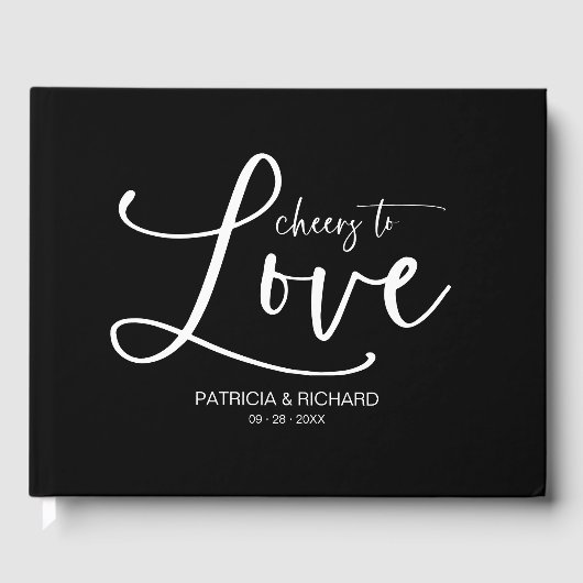Moderne kalligrafie proost op liefde bruiloft gastenboek (Voorkant)