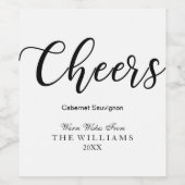 Moderne kalligrafie Proost Zwart-wit Vakantie Wijn Etiket (Enkel label)