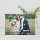 Moderne Kalligrafie QR Code 6 Foto's Bruiloft Bedankkaart (Staand voorkant)