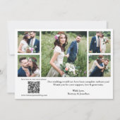 Moderne Kalligrafie QR Code 6 Foto's Bruiloft Bedankkaart (Achterkant)