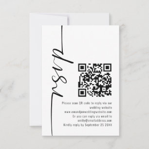 Moderne kalligrafie QR-code bruiloft RSVP Kaartje