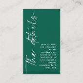 Moderne kalligrafie QR Code Emerald bruiloft detai Informatiekaartje (Voorkant)