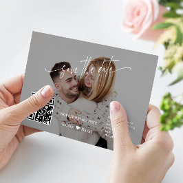Moderne kalligrafie QR-code foto bruiloft Save The Date