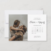 Moderne kalligrafie QR-code kalender trouwfoto Save The Date (Voorkant)