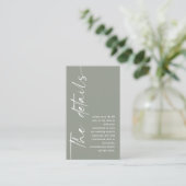 Moderne Kalligrafie QR Code Sage Bruiloft Details Informatiekaartje (Staand voorkant)