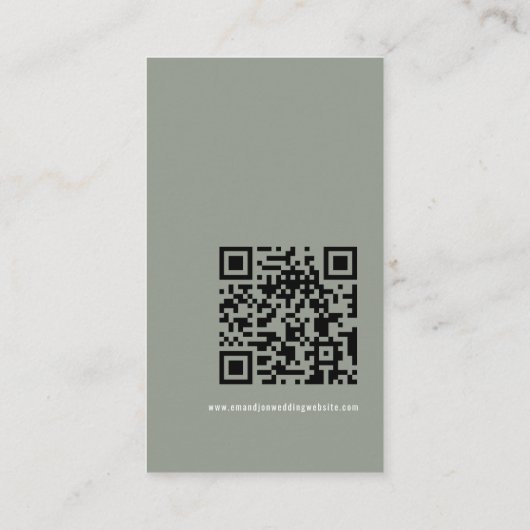 Moderne Kalligrafie QR Code Sage Bruiloft RSVP Informatiekaartje (Achterkant)