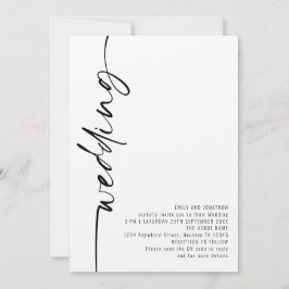 Moderne kalligrafie QR-code trouwen Kaart