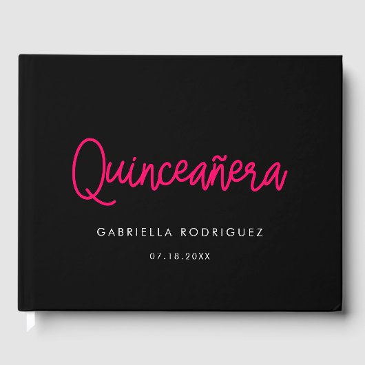 Moderne kalligrafie Quinceañera 15e verjaardag Gastenboek (Voorkant)