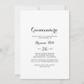 Moderne kalligrafie Quinceañera Kaart (Voorkant)