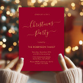 Moderne kalligrafie Red Holiday Christmas Party Kaart