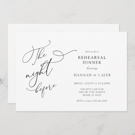 Moderne kalligrafie-repetitie kaart (Voorkant / Achterkant)