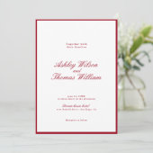 Moderne kalligrafie rode bruiloft kaart (Staand voorkant)