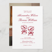 Moderne kalligrafie rode bruiloft kaart (Voorkant / Achterkant)