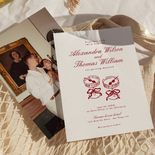 Moderne kalligrafie rode bruiloft kaart