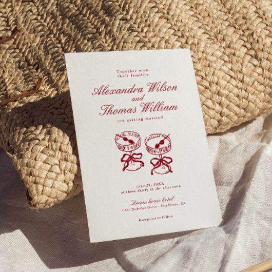 Moderne kalligrafie rode bruiloft kaart