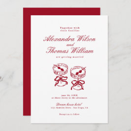 Moderne kalligrafie rode bruiloft kaart