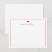 Moderne kalligrafie Rode Hart Gepersonaliseerd Notitiekaartje (Voorkant / Achterkant)
