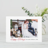 Moderne kalligrafie rode inkt script bruiloft foto feestdagenkaart (Staand voorkant)