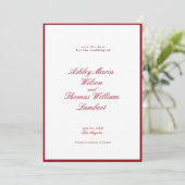 Moderne kalligrafie Rood bruiloft save the date Kaart (Staand voorkant)