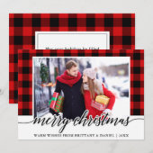 Moderne kalligrafie Rood geplakt kerstfeest Feestdagenkaart (Voorkant / Achterkant)