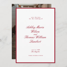 Moderne kalligrafie Rood Huwelijk Bewaar de Datum Kaart
