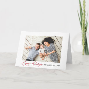 Moderne kalligrafie rood inkt script gevouwen foto feestdagen kaart