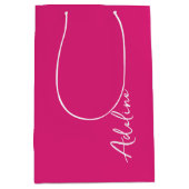 Moderne kalligrafie roze aangepaste naam medium cadeauzakje (Voorkant)