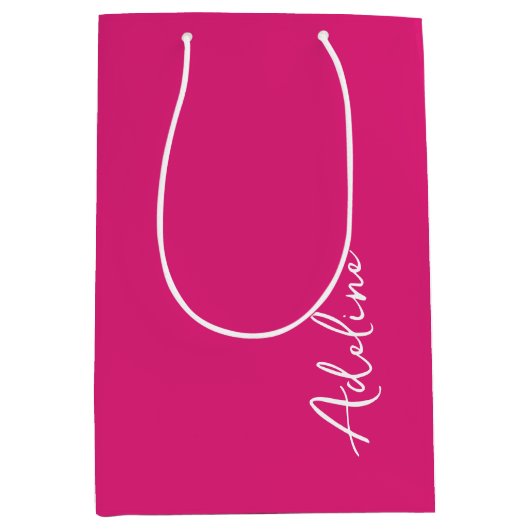 Moderne kalligrafie roze aangepaste naam medium cadeauzakje (Voorkant)