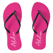 Moderne kalligrafie roze aangepaste naam teenslippers (Voetbed)