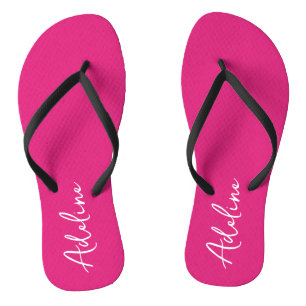 Moderne kalligrafie roze aangepaste naam teenslippers