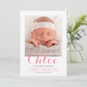 Moderne kalligrafie Roze | Aankondiging van geboor (Staand voorkant)