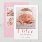 Moderne kalligrafie Roze | Aankondiging van geboor (Voorkant / Achterkant)