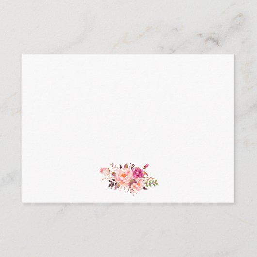 Moderne kalligrafie roze bloemenbruiloft details informatiekaartje (Achterkant)