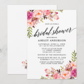 Moderne kalligrafie Roze Blush Floral Vrijgezellen Kaart (Voorkant / Achterkant)