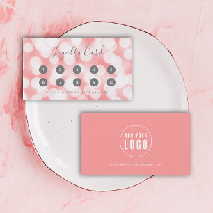 Moderne kalligrafie roze champagne bokeh lichten klantenkaartje