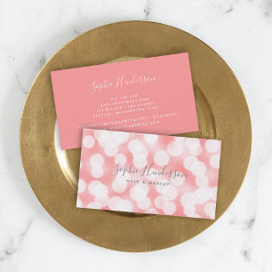 Moderne kalligrafie roze champagne bokeh lichten visitekaartje