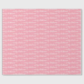 Moderne kalligrafie Roze en Witte Kerstmis Cadeaupapier (Vlak)