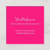 Moderne kalligrafie roze minimalistisch vierkante visitekaartje (Achterkant)