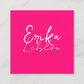 Moderne kalligrafie roze minimalistisch vierkante visitekaartje (Voorkant)
