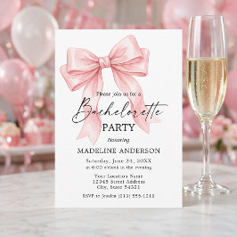 Moderne kalligrafie Roze Strik Bachelorette Feest Kaart