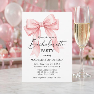 Moderne kalligrafie Roze Strik Bachelorette Feest Kaart