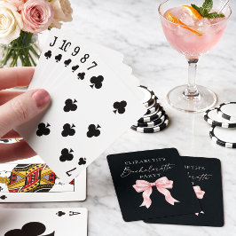 Moderne kalligrafie Roze Strik Bachelorette Feest Pokerkaarten