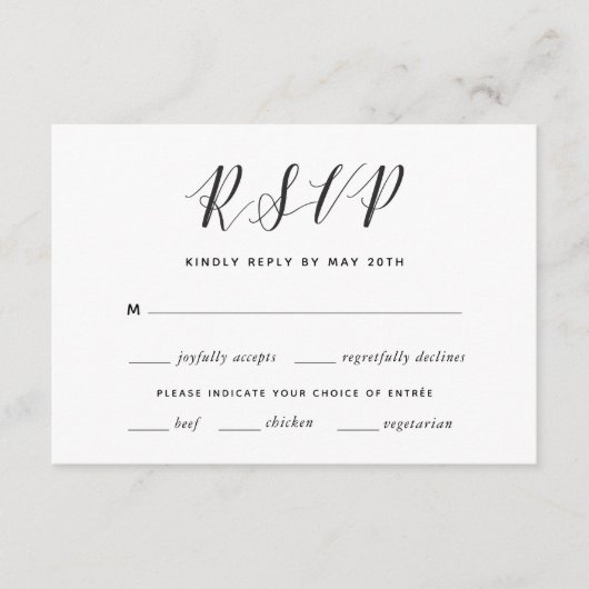 Moderne kalligrafie RSVP Meal Choice (Voorkant)